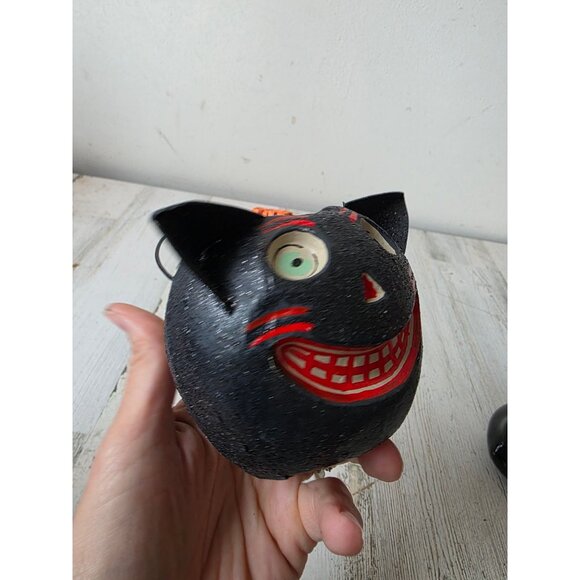 Vintage paper mache cat basket Halloween decor shabby chic glitter - Picture 8 of 9